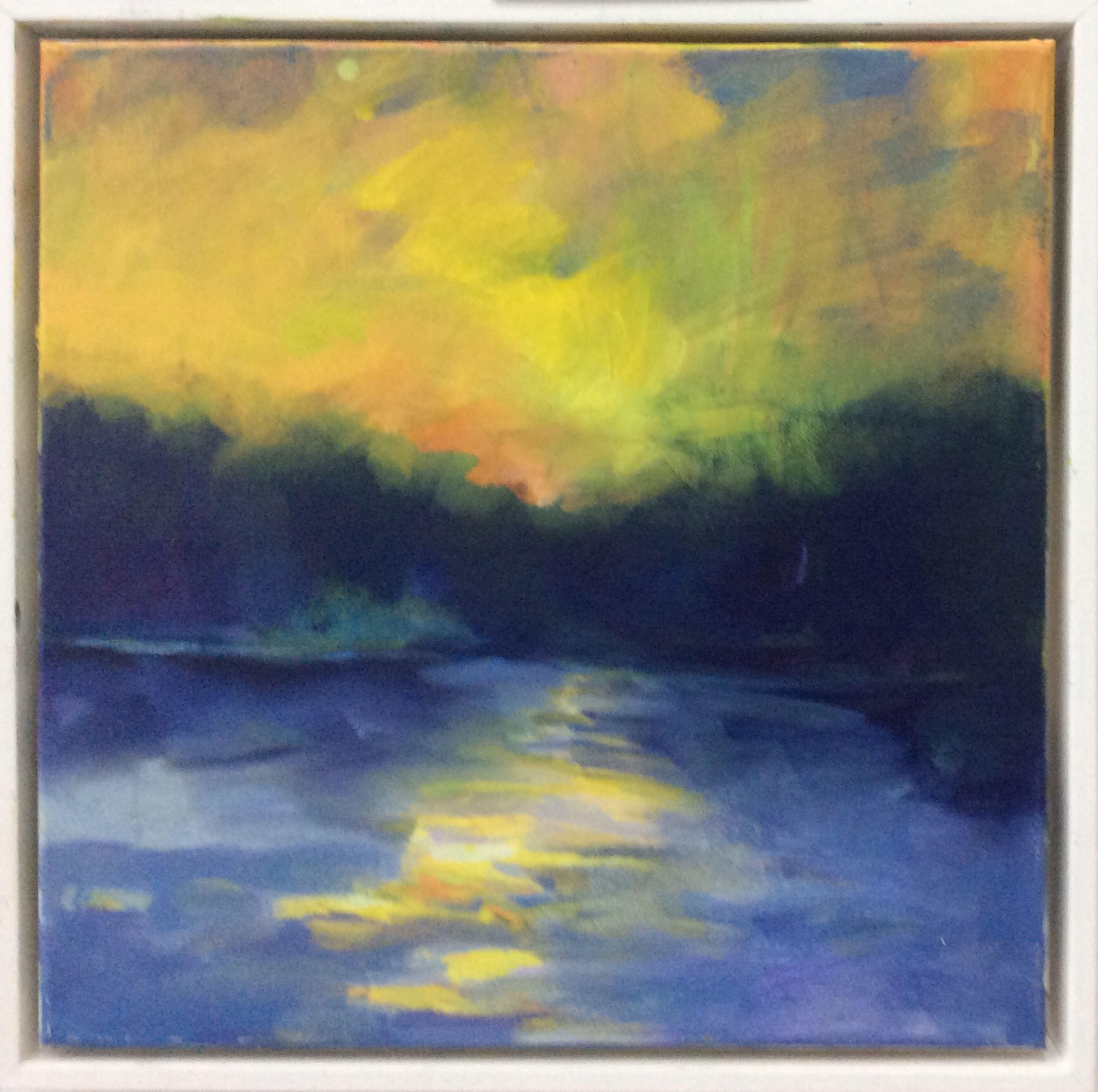 Puesta de sol junto a la bahía, Pintura, Óleo sobre lienzo - Painting de Lauren Acton