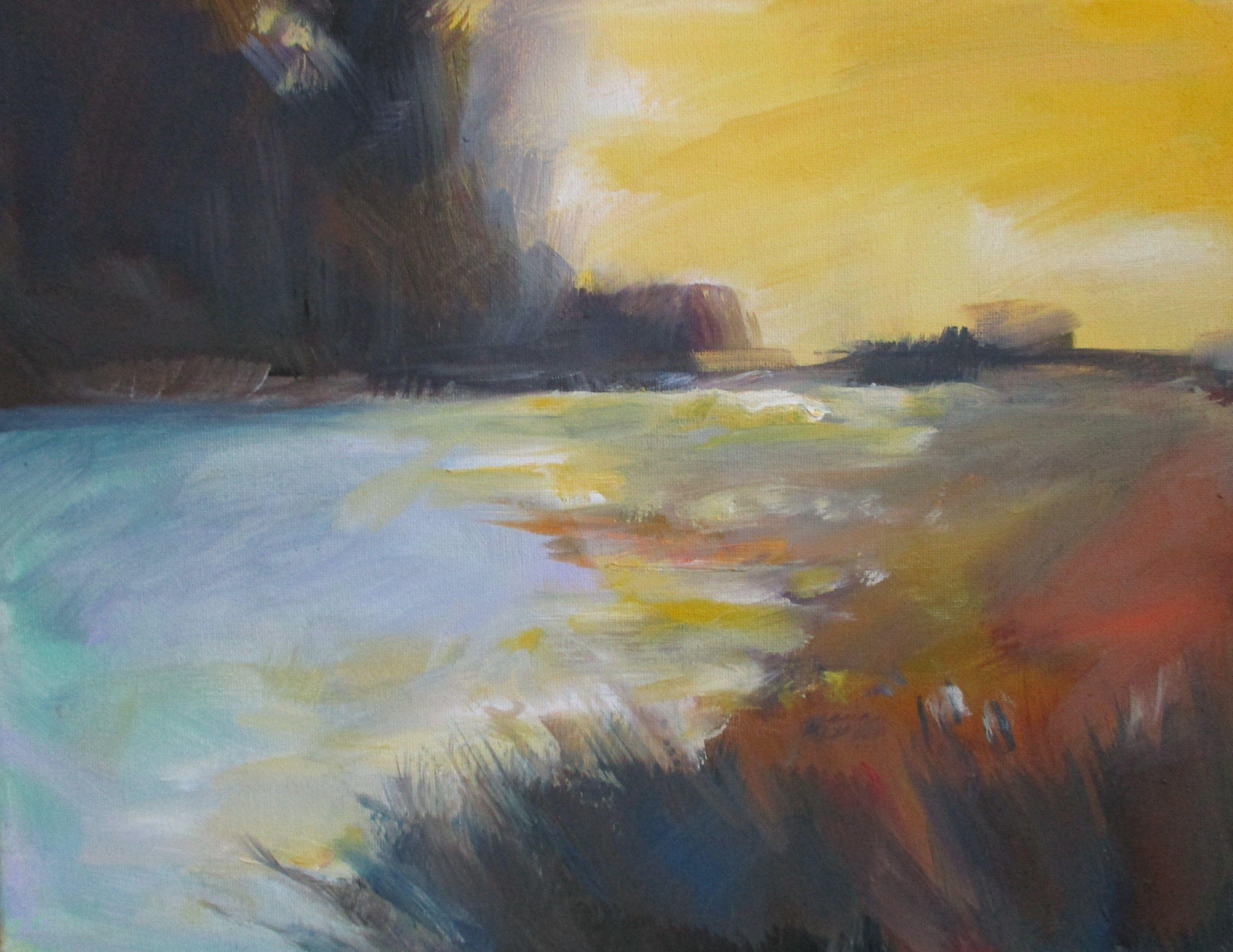 Peinture - coucher de soleil, huile sur toile - Painting de Lauren Acton