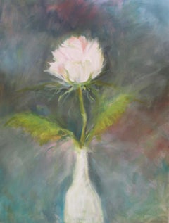 Peinture - Rose blanche, huile sur toile