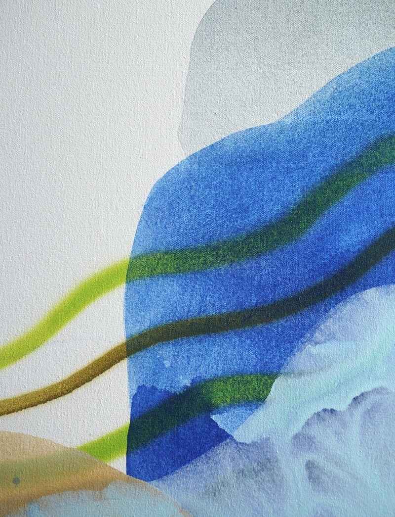 A dynamic, original abstract painting inspired by water patterns. A minimal, vibrant piece.     Part of the Undercurrents and Pools Winter Collection.    My work is minimal yet expressive in style, bringing a sense of peacefulness, yet also imbued