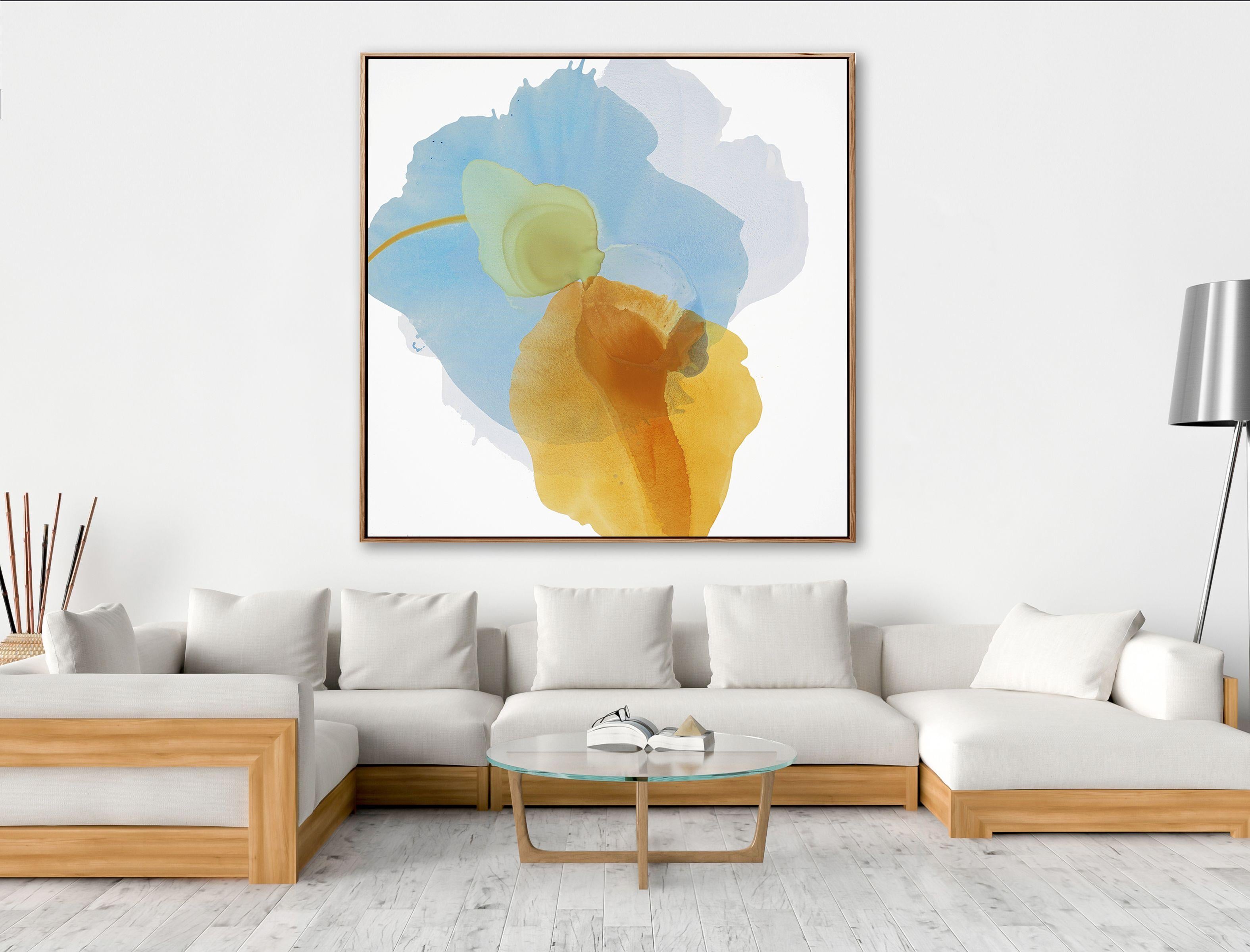 An original minimal abstract painting inspired by a sunbeam of light through pools of water. A beautiful, calming piece with delicate veils of color. Ships rolled. -- Includes -- *One original painting, unframed, unstretched *Signed on the back --