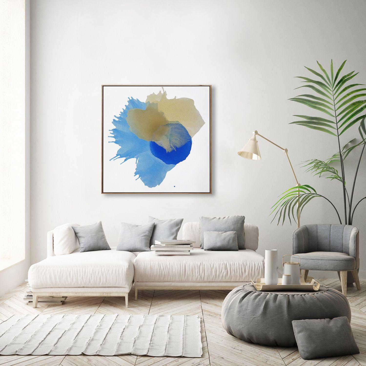 An original abstract painting inspired by a flowing pool. A minimal, soothing yet vibrant piece featuring delicate veils of translucent paint.     -- Includes --  *One original painting, unframed  *Signed on the back     -- Details --  *Acrylic on