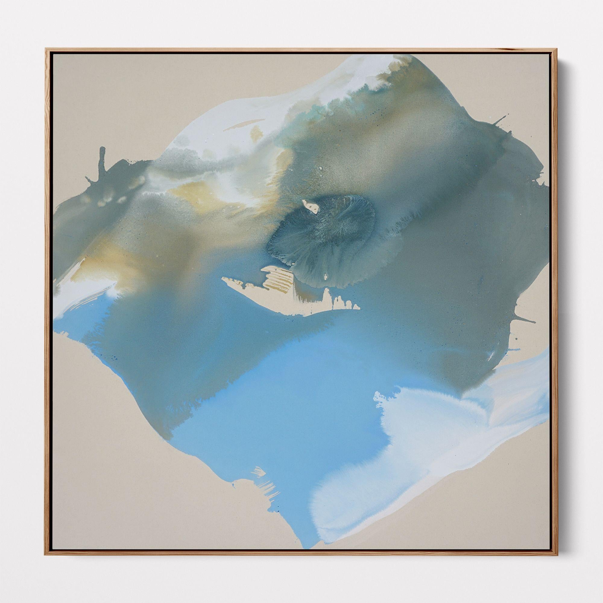 El mar muy abajo, Pintura, Acrílico sobre lienzo - Abstract Painting Gris de Lauren Adams