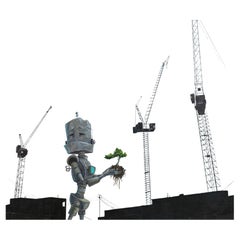 Lauren Briere Industrial Bot Signed Contemporary Fantasy Sci-Fi Oil Painting