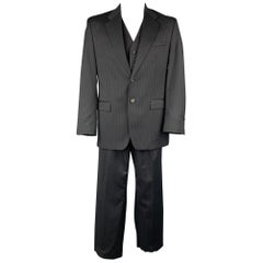 LAUREN by RALPH LAUREN 42 Regular Navy Pinstripe Wool Notch Lapel 3 Piece Suit