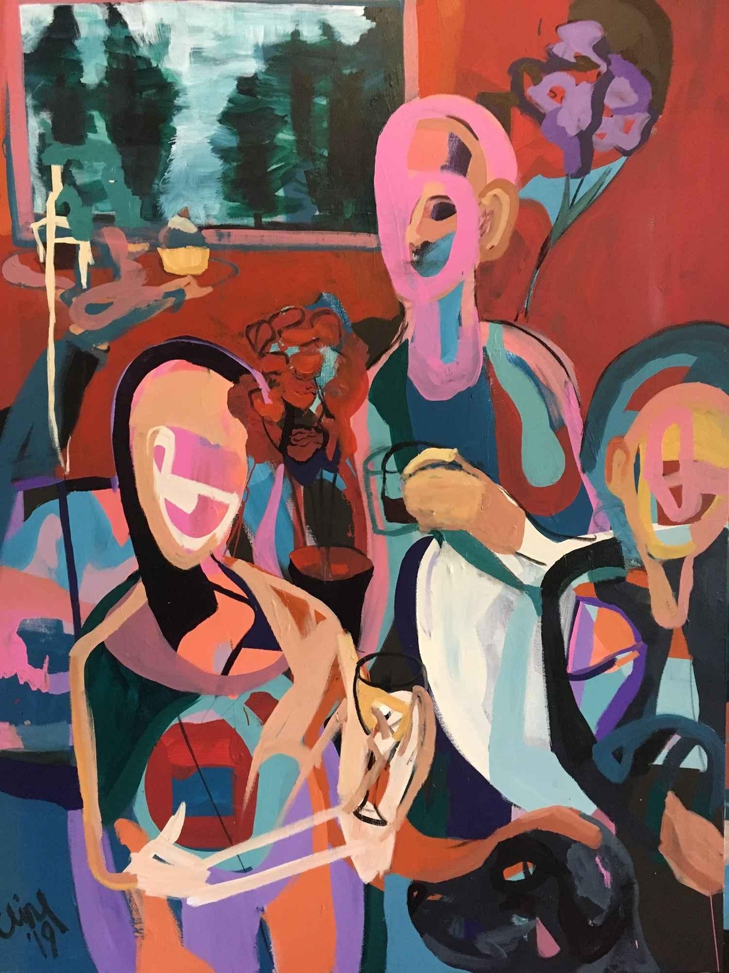 Lauren Cline Figurative Painting - At The Function