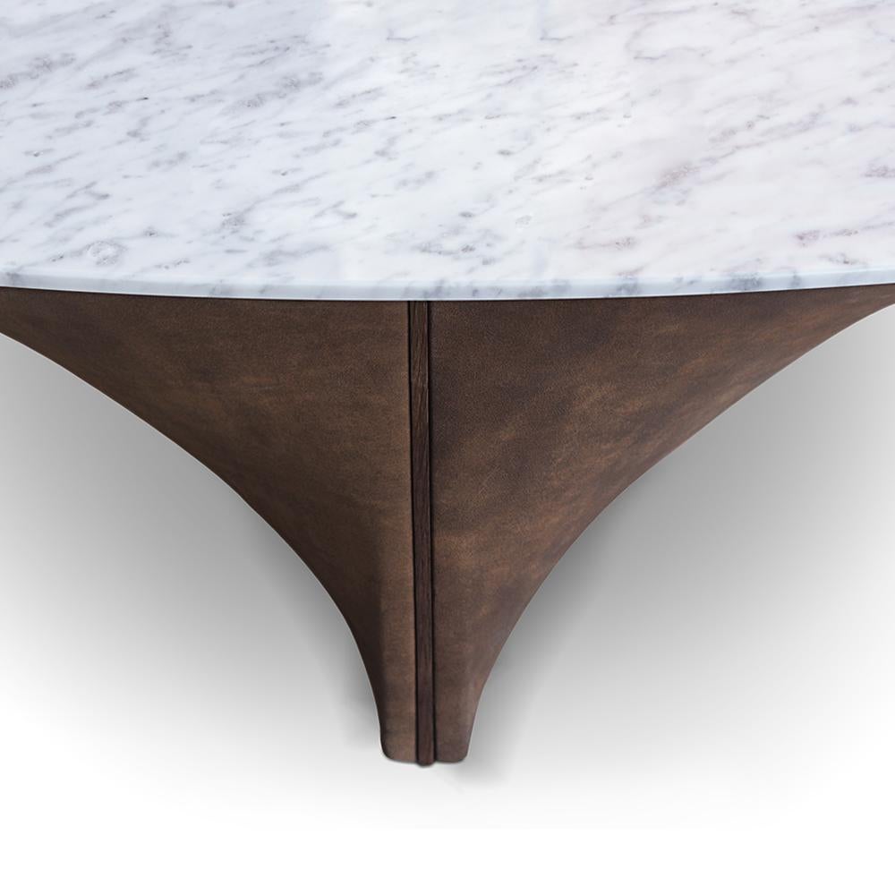 Contemporary Modern Lauren Coffee Table in Leather & Marble by Collector Studio In New Condition For Sale In Castelo da Maia, PT