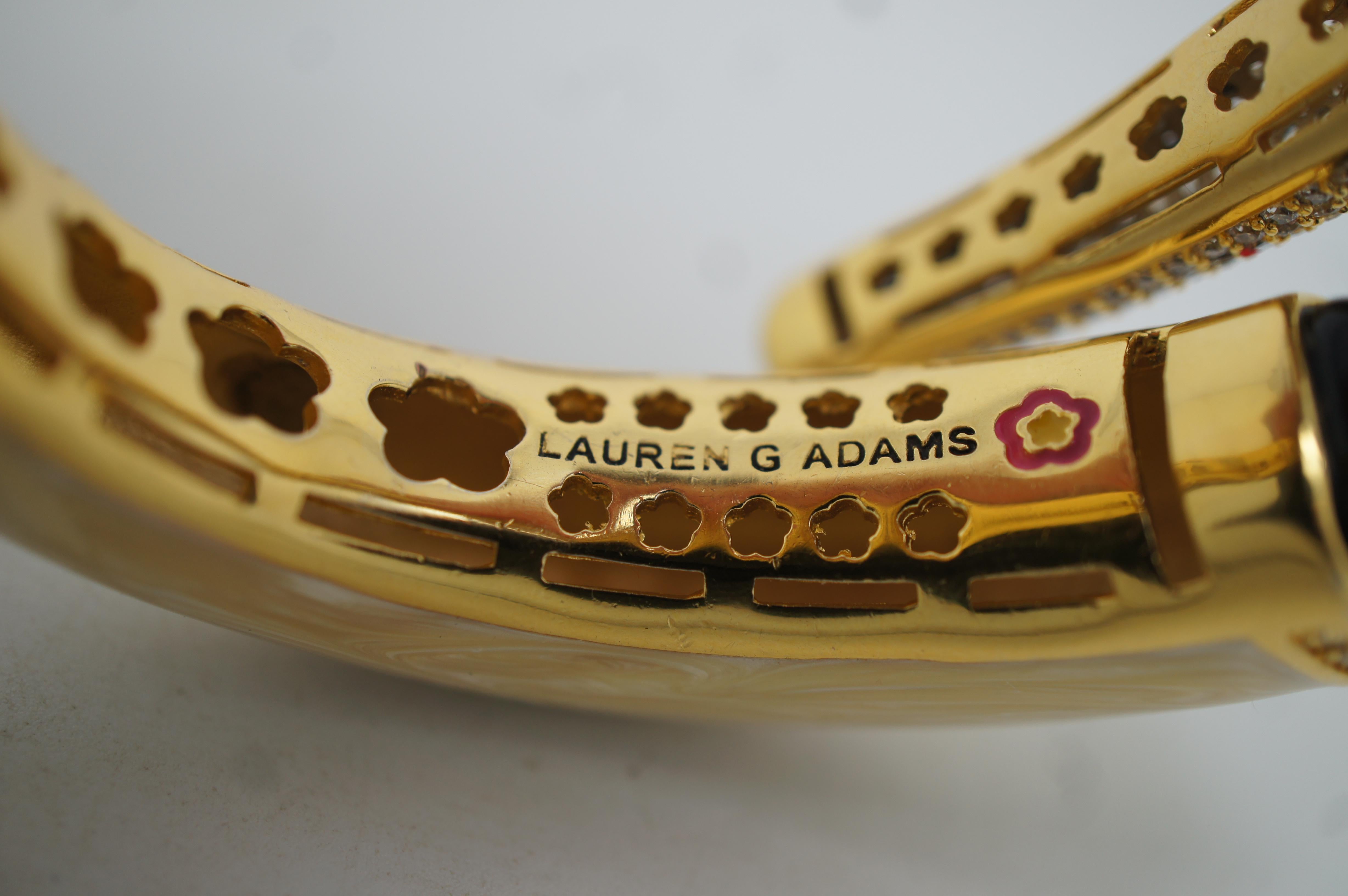 Lauren G Adams 18K GP Onyx Enameled Pretty Little Things Bangle Bracelet 3