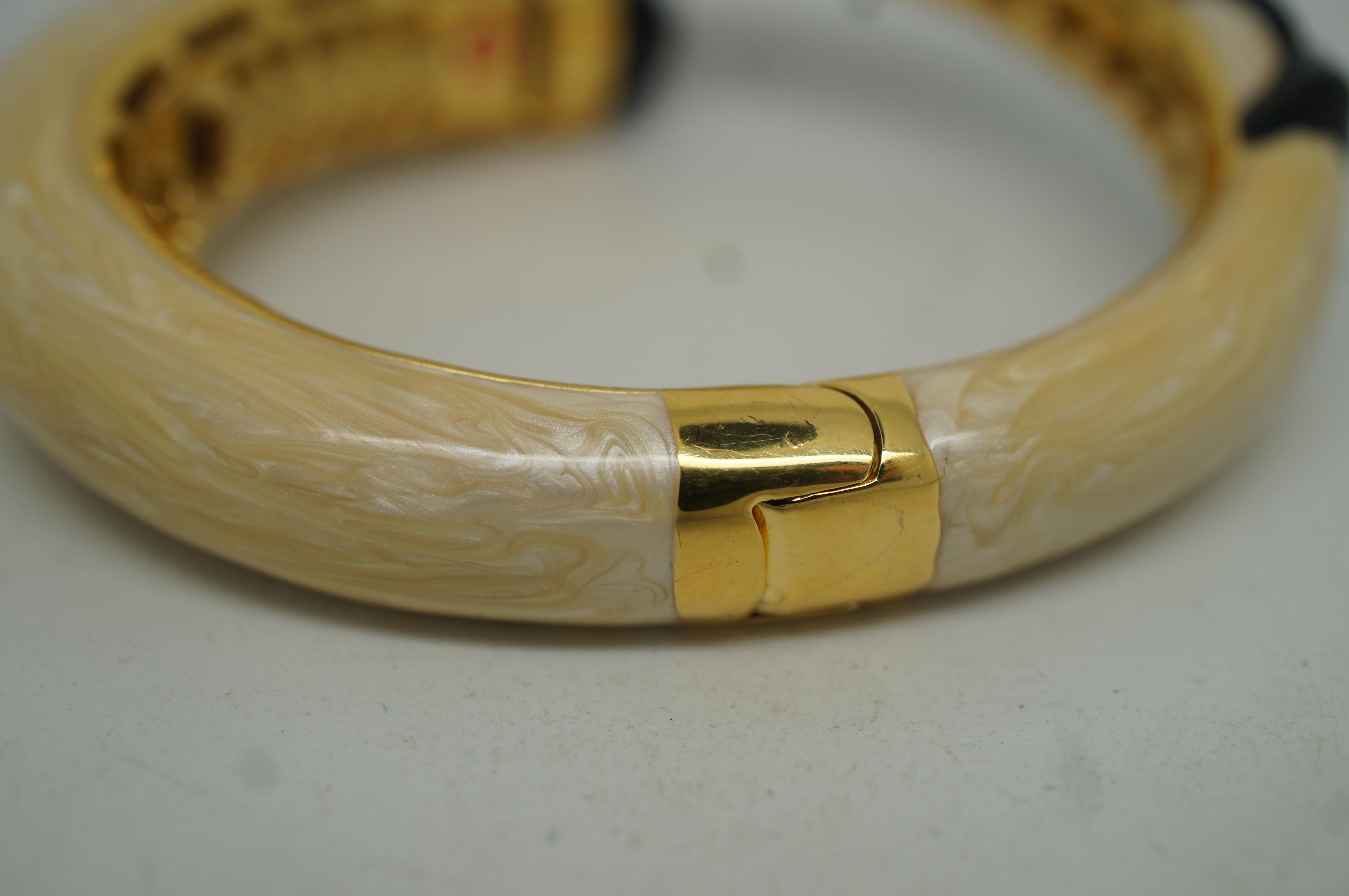 Modern Lauren G Adams 18K GP Onyx Enameled Pretty Little Things Bangle Bracelet