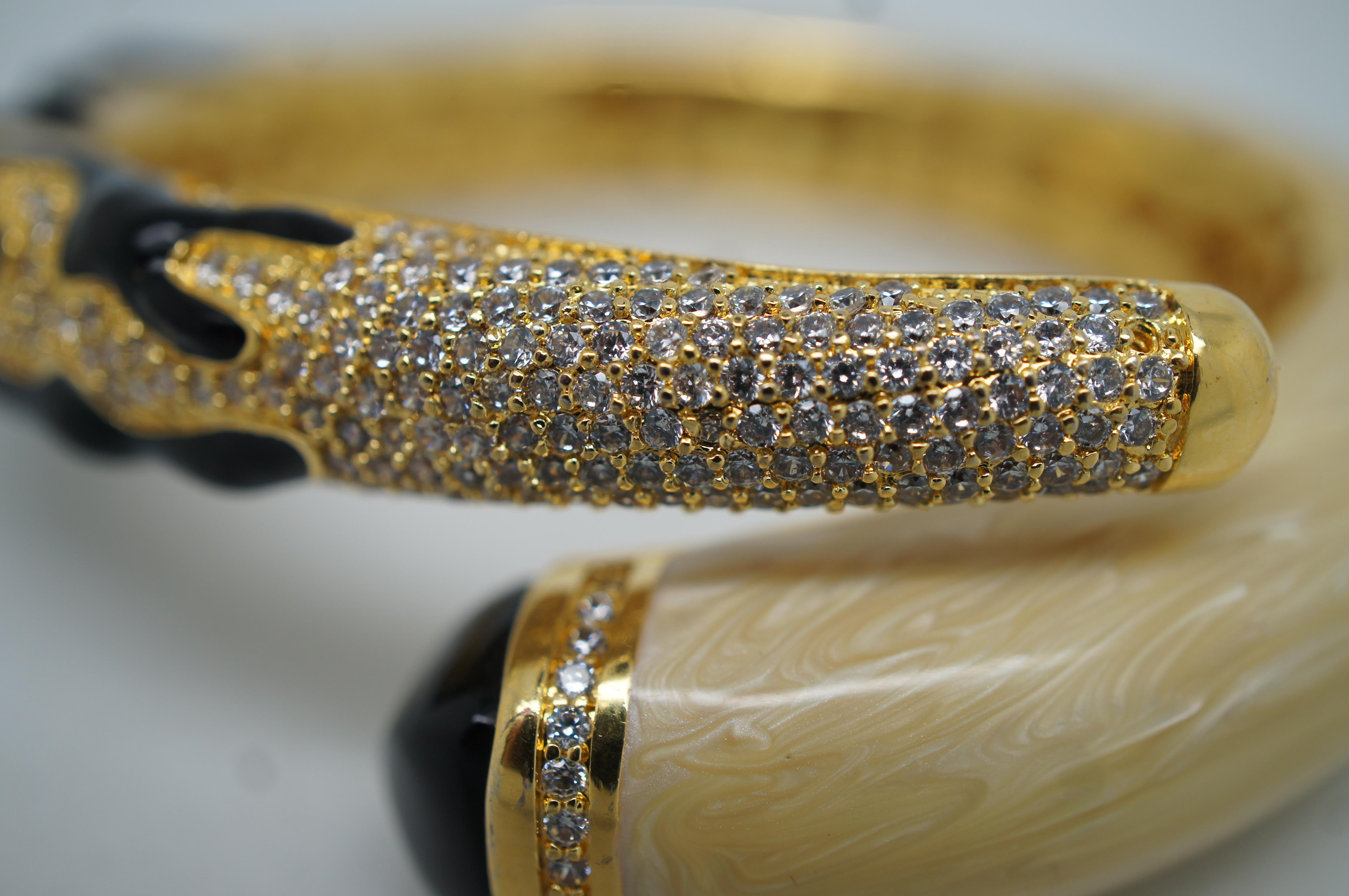 Metal Lauren G Adams 18K GP Onyx Enameled Pretty Little Things Bangle Bracelet