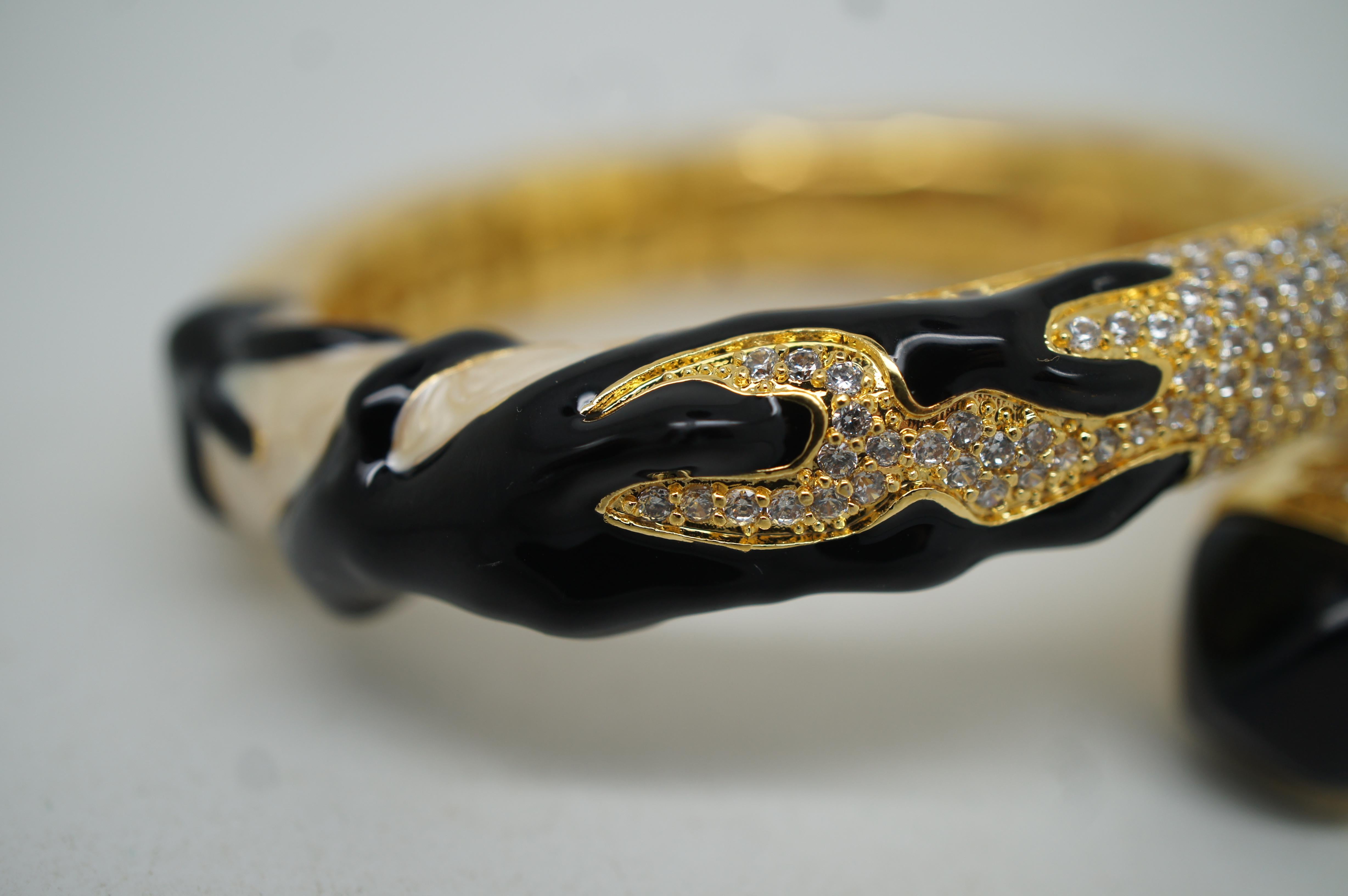 Lauren G Adams 18K GP Onyx Enameled Pretty Little Things Bangle Bracelet 1