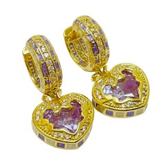 LAUREN G ADAMS renaissance heart gold zirconia heart designer dangle earrings