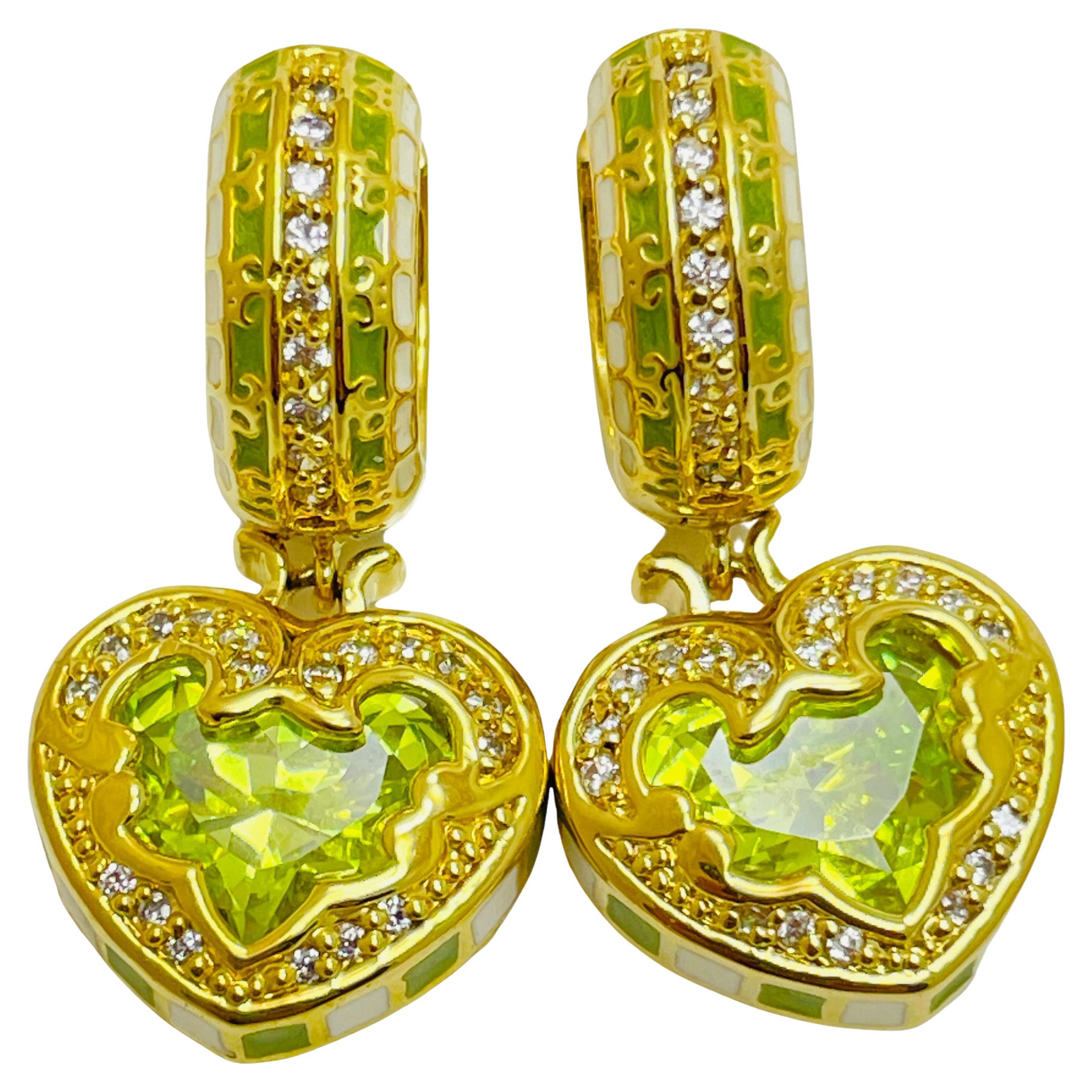 LAUREN G ADAMS renaissance heart gold zirconia heart designer dangle earrings