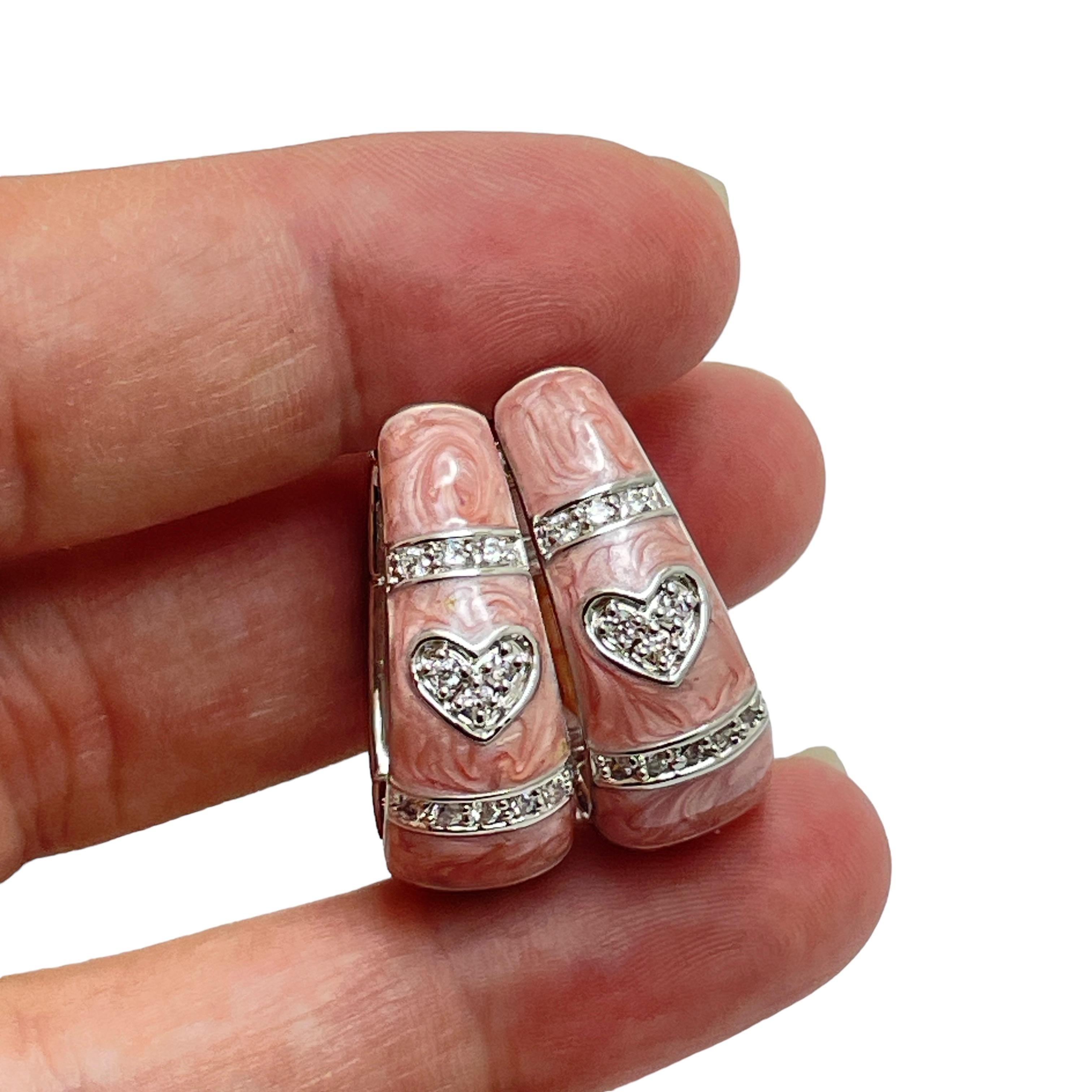 Donna Orecchini a cerchio firmati Lauren G Adams in argento con smalto e zirconi in vendita