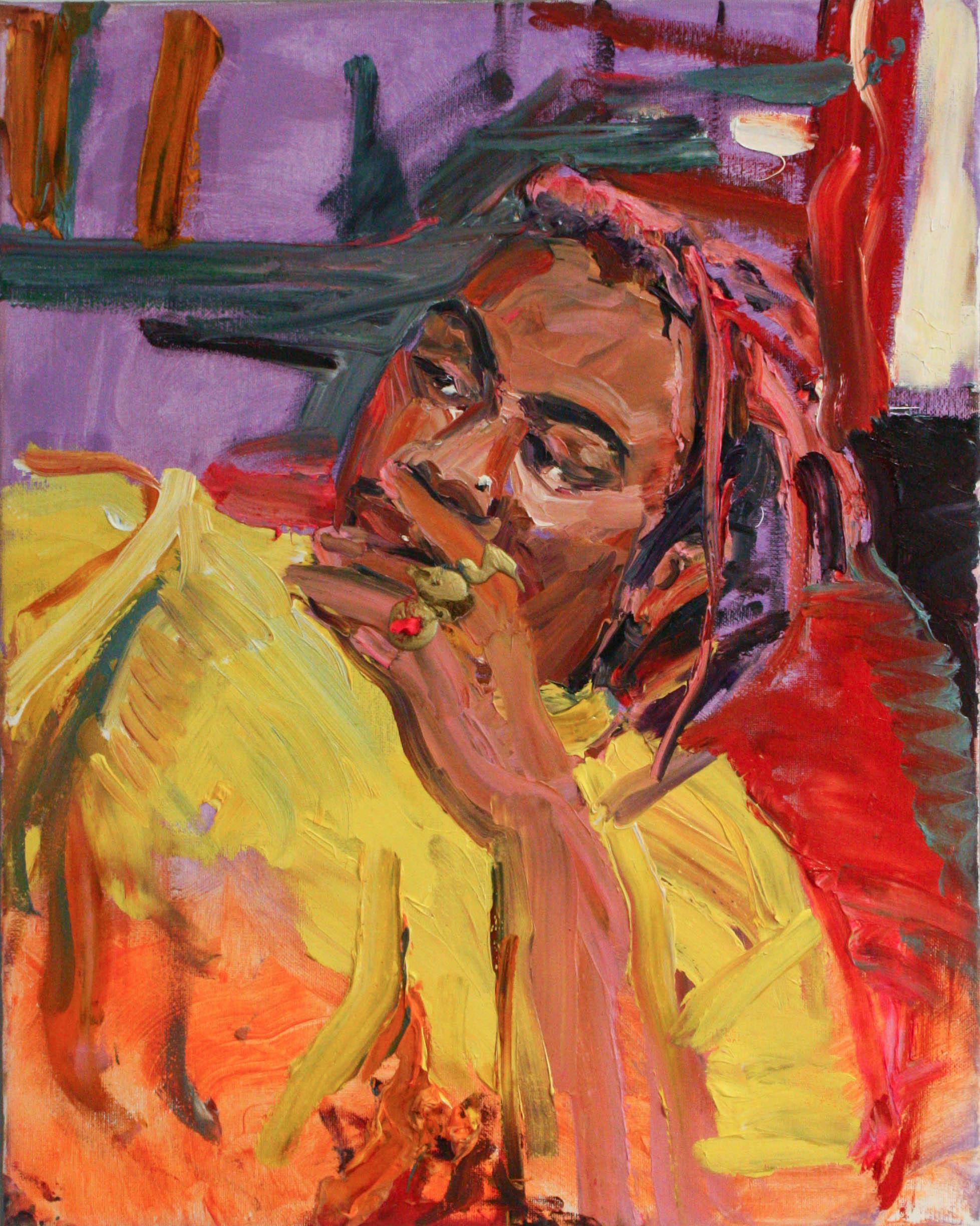 Marlos E'van- Portrait, Canvas, Oil Paint, Impressionist, Contemporary, Colorful - Painting by Lauren Gregory