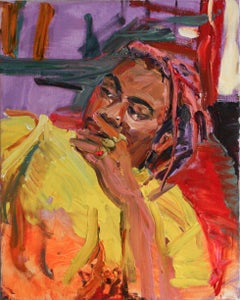 Marlos E'van- Portrait, Canvas, Oil Paint, Impressionist, Contemporary, Colorful