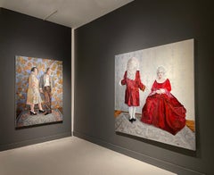 1720, Matrimony-Serie (großes Porträt eines Barockpaares, Rokoko-Couple in Rot)