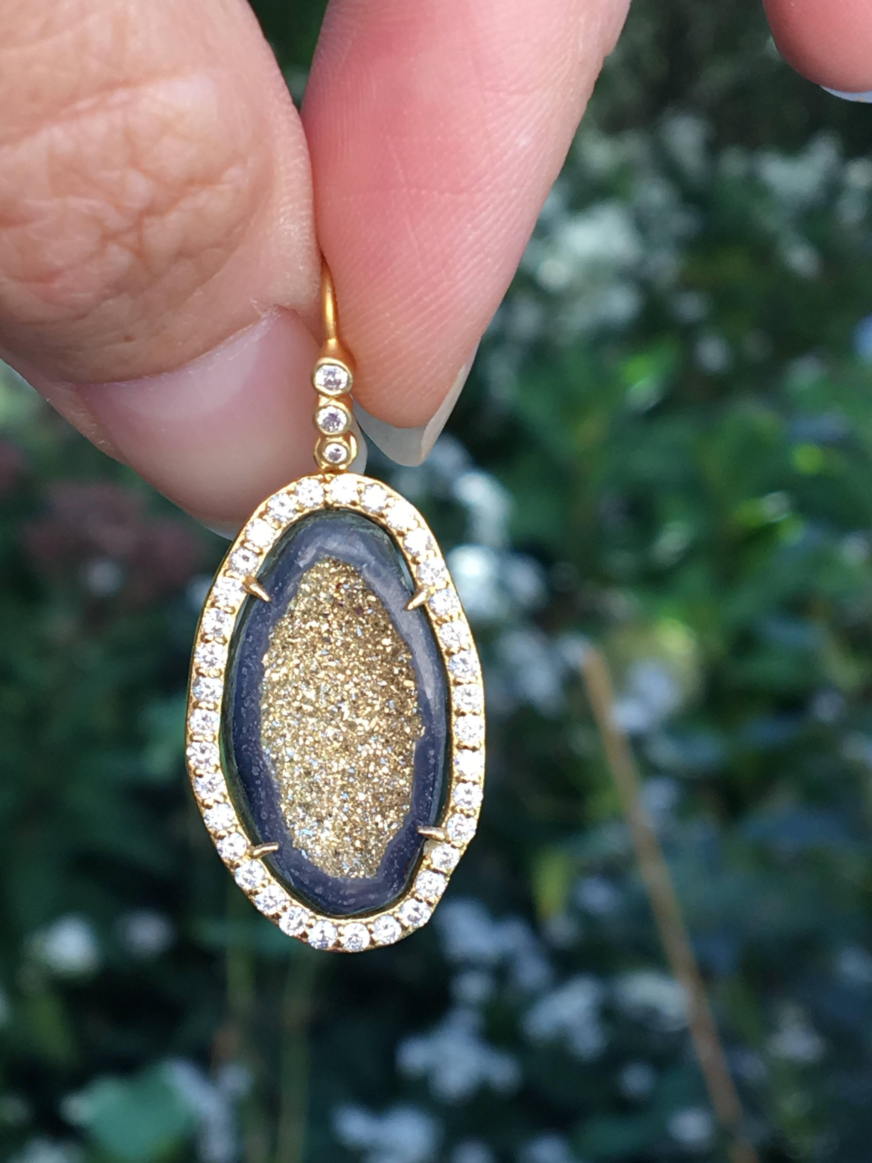 Lauren Harper 1,11 Karat Diamanten, Geode und 18 Karat Gold Tropfenohrringe (Künstler*in) im Angebot