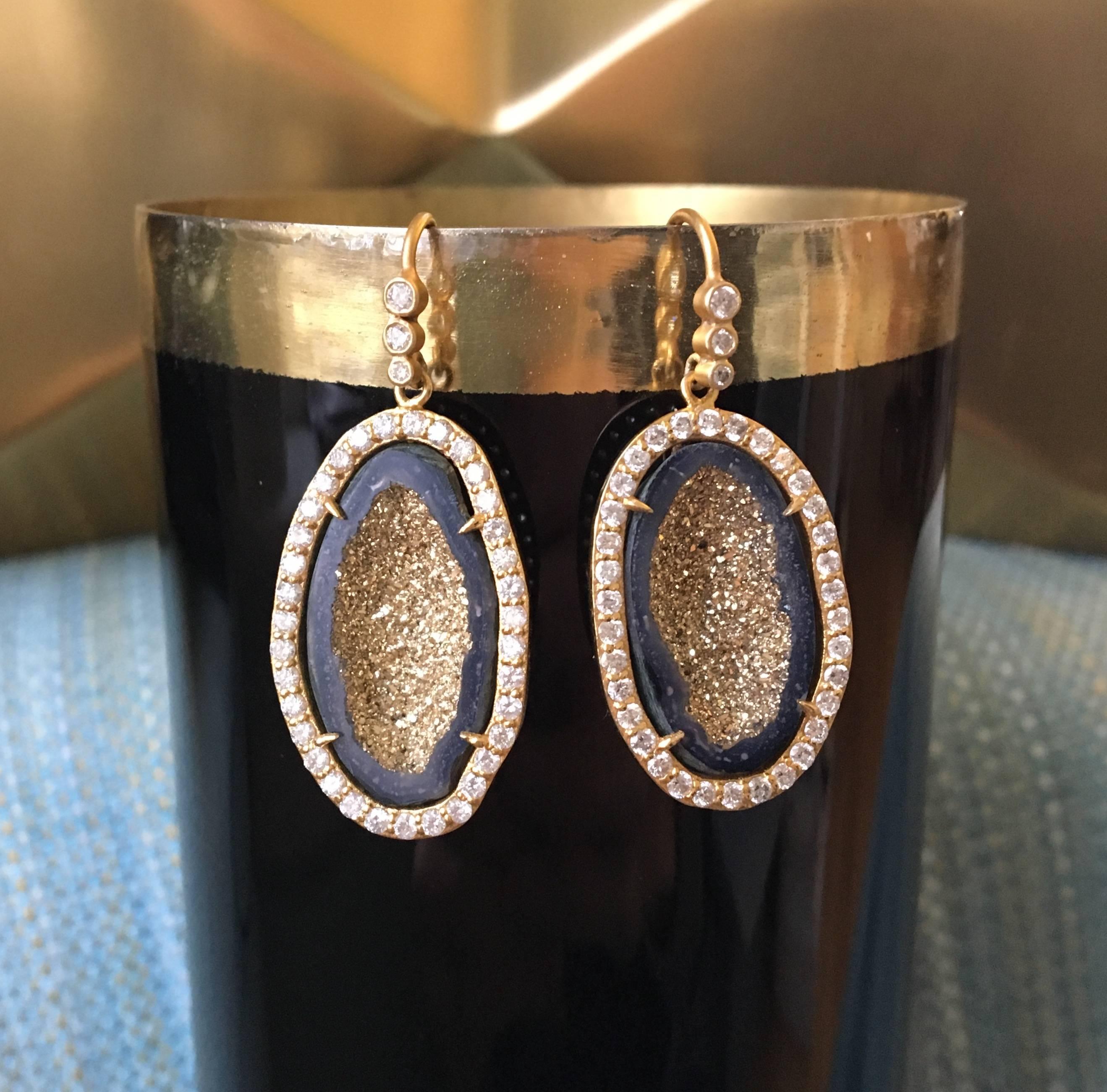Lauren Harper 1,11 Karat Diamanten, Geode und 18 Karat Gold Tropfenohrringe im Zustand „Neu“ im Angebot in Winnetka, IL