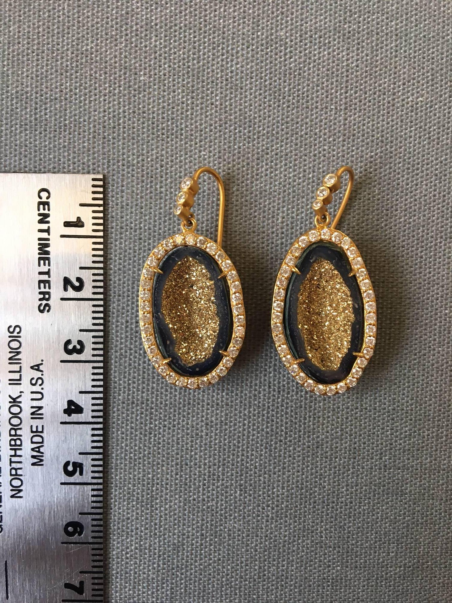 Lauren Harper 1,11 Karat Diamanten, Geode und 18 Karat Gold Tropfenohrringe Damen im Angebot