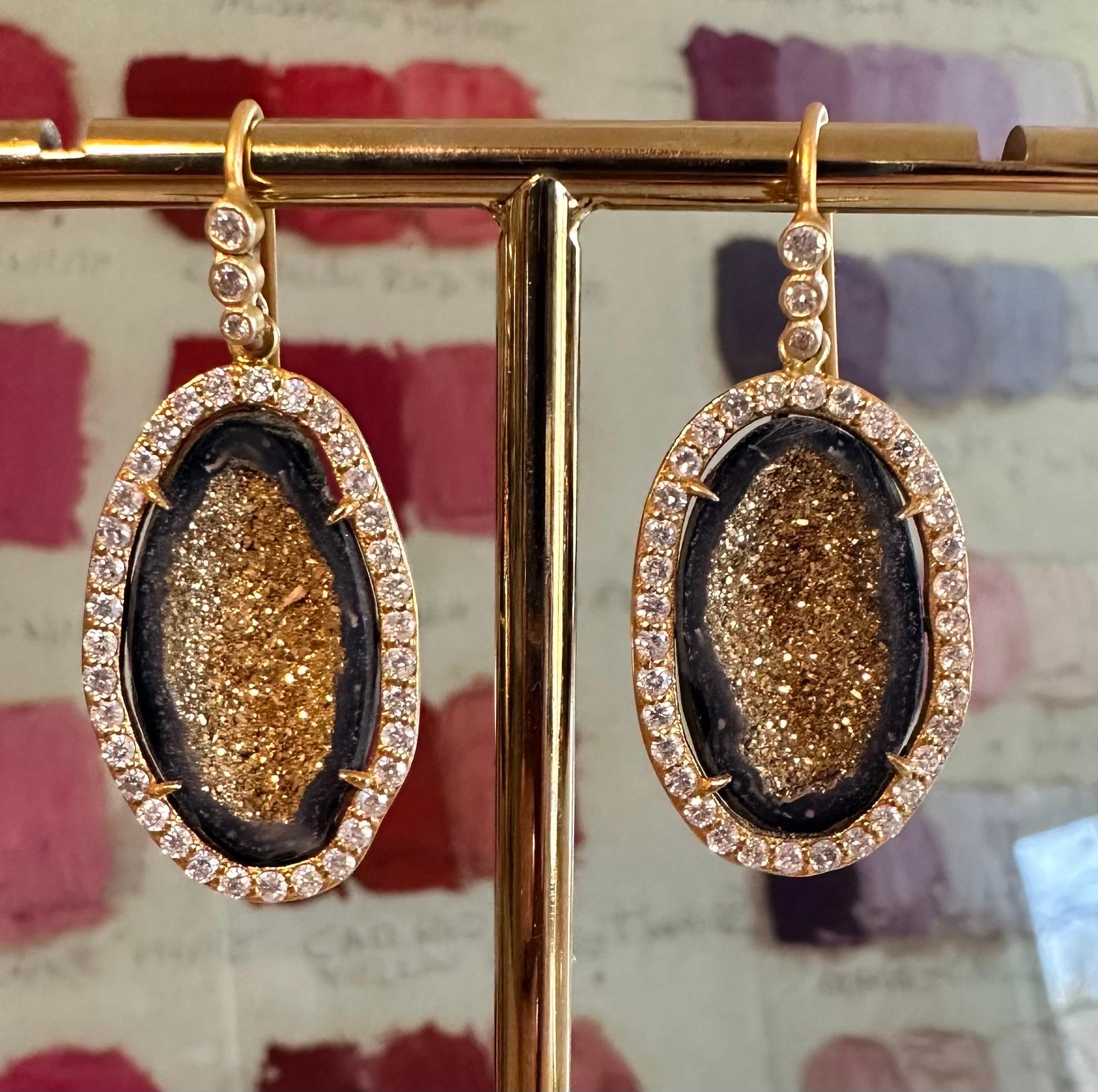 Lauren Harper 1,11 Karat Diamanten, Geode und 18 Karat Gold Tropfenohrringe im Angebot 2