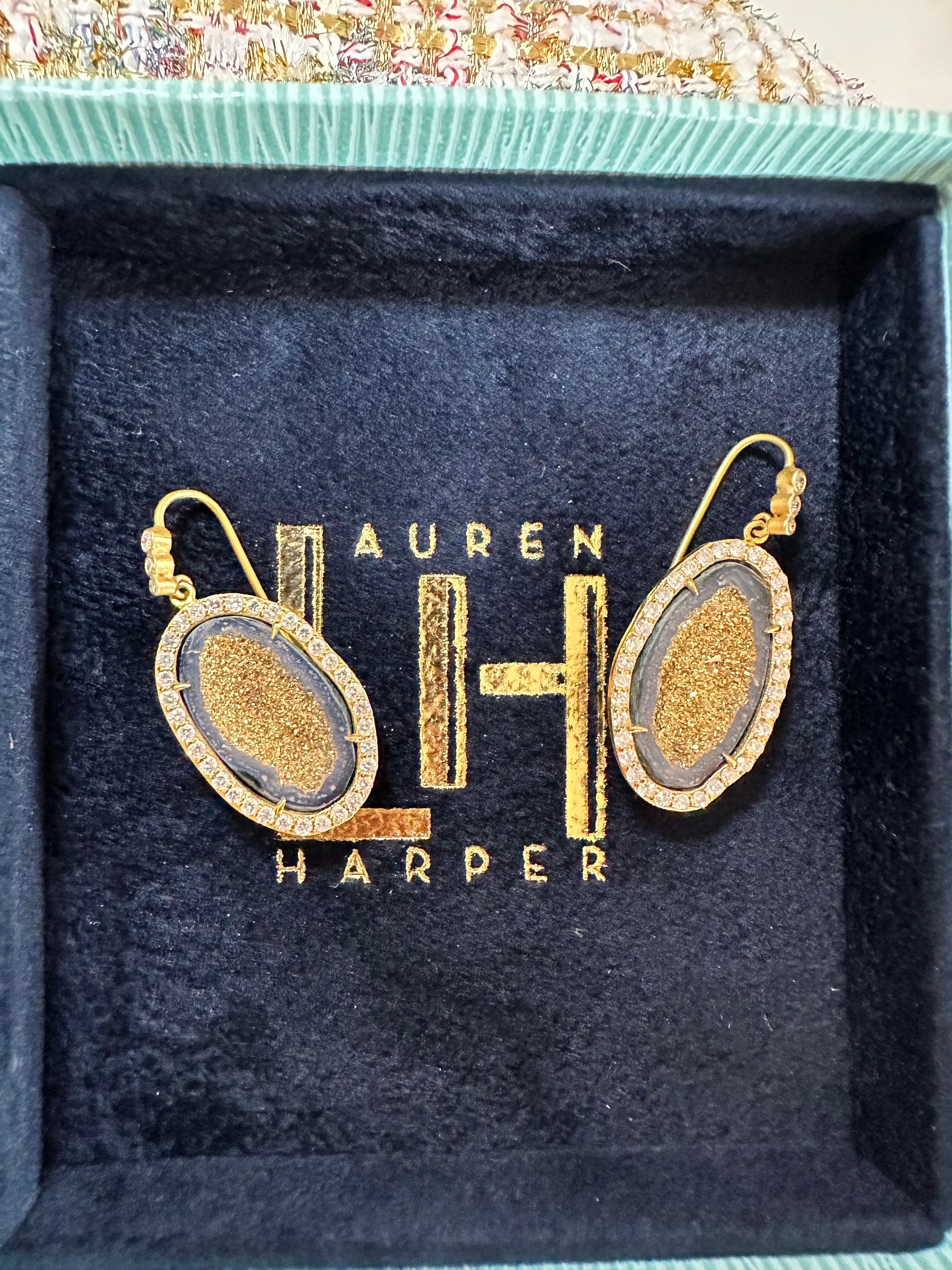 Lauren Harper 1,11 Karat Diamanten, Geode und 18 Karat Gold Tropfenohrringe im Angebot 3