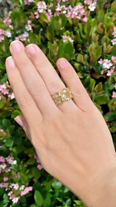 3.82 Ct Rosecut White Diamond Gold Three-Row Eternity Band Ring, Lauren Harper