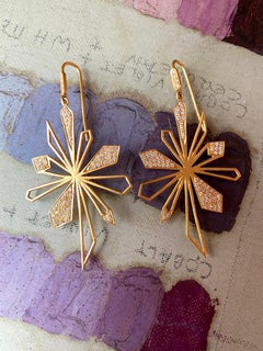 Lauren Harper .64 Carats Diamonds Yellow Gold Sunburst Earrings