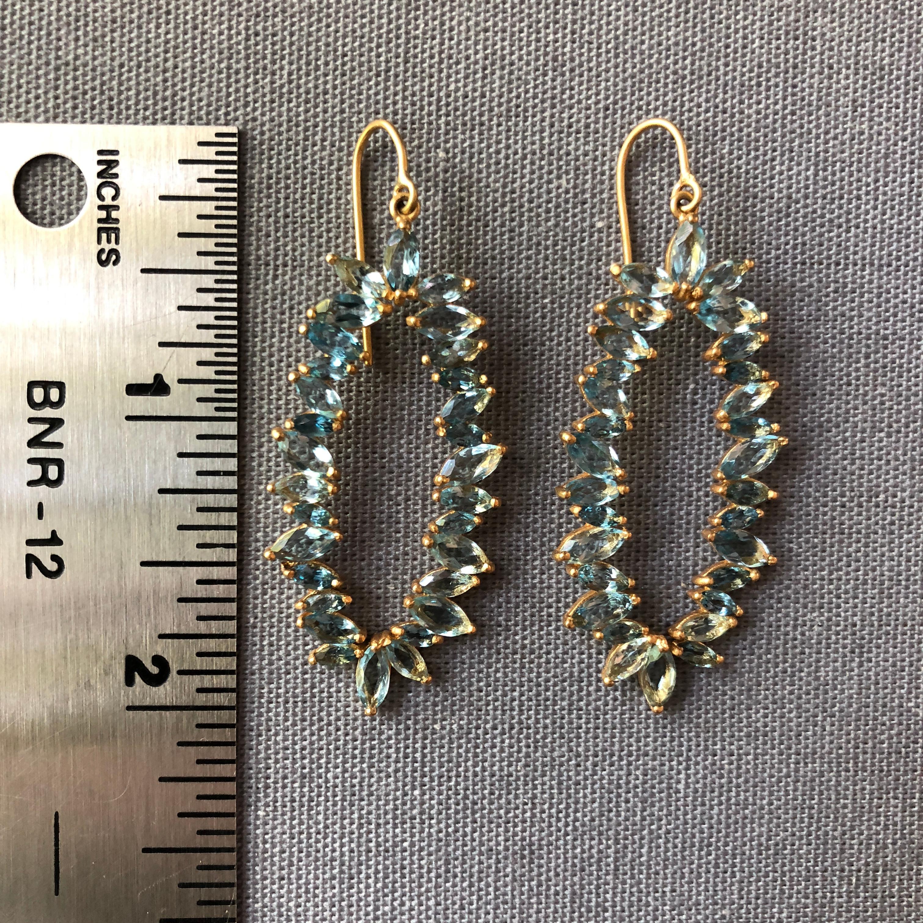 7.33 Carat Aquamarine, Gold Earrings by Lauren Harper For Sale 2