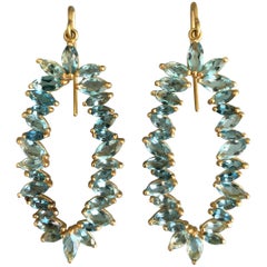 7.33 Carat Aquamarine, Gold Earrings by Lauren Harper