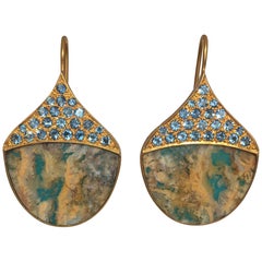 Lauren Harper Aquamarine Agate Gold Earrings