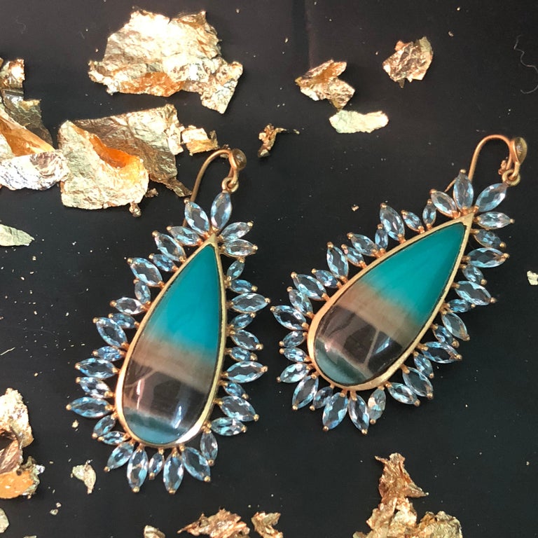•EQUA-LUNA• opalized petrified wood + gold earrings