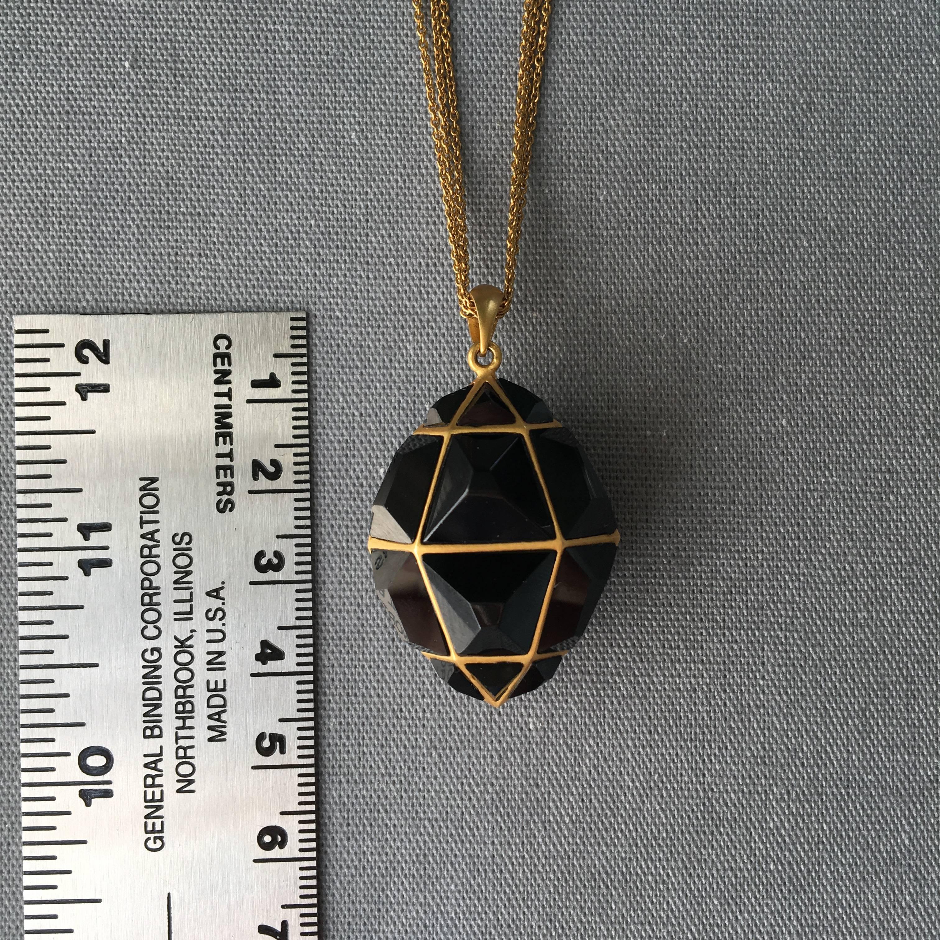 Lauren Harper Black Spinel, Gold Geometric Statement Necklace 1