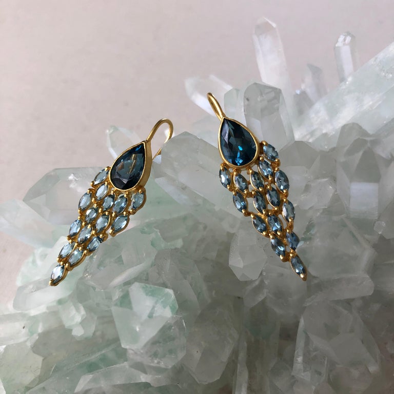 Aquamarine Blue Topaz 18 Karat Gold Earrings by Lauren Harper For Sale ...