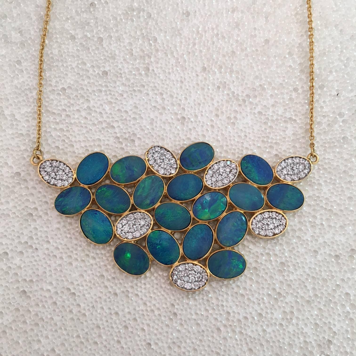 Lauren Harper Boulder Opal Diamond Gold Necklace In New Condition For Sale In Winnetka, IL