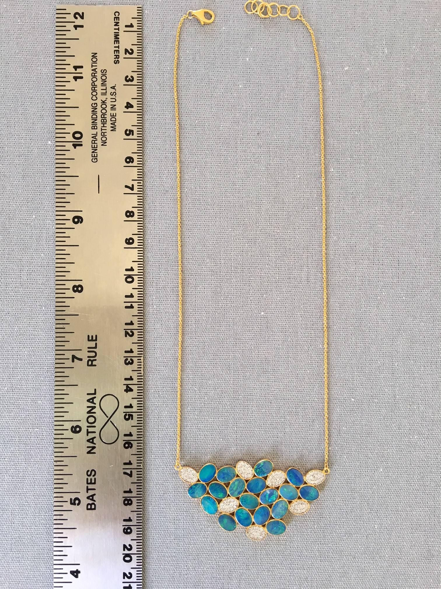 Lauren Harper Boulder Opal Diamond Gold Necklace For Sale 1