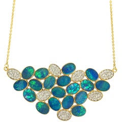 Lauren Harper Boulder Opal Diamond Gold Necklace