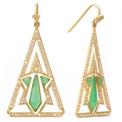 Lauren Harper Chrysophrase Diamond Gold Earrings