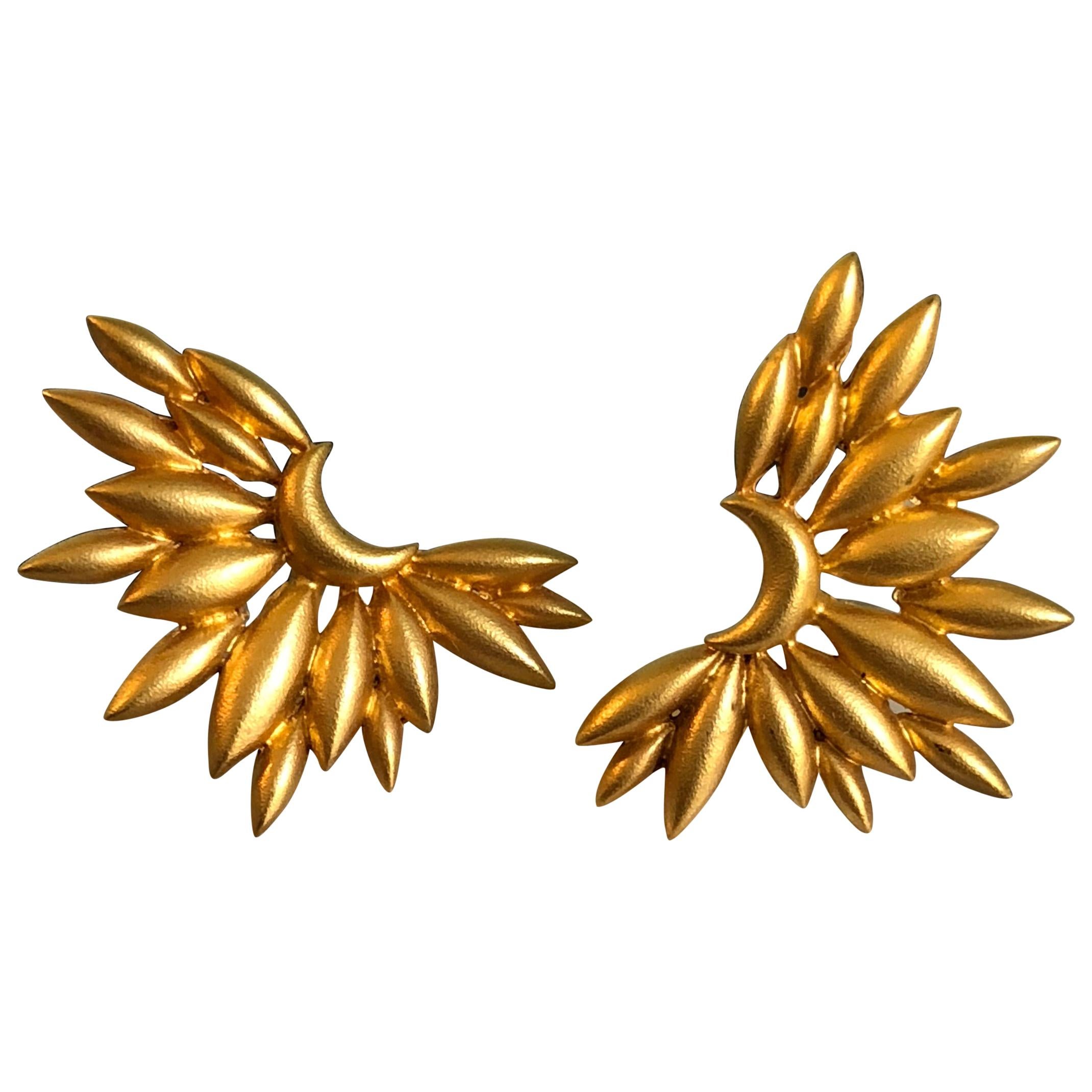 Gold Sunburst Studs in 18kt Gold by Lauren Harper