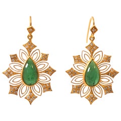 Lauren Harper Green Tourmaline Diamond Gold Earrings