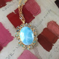 Lauren Harper Larimar Aquamarine Apatite 18 Karat Gold Gemstone Necklace