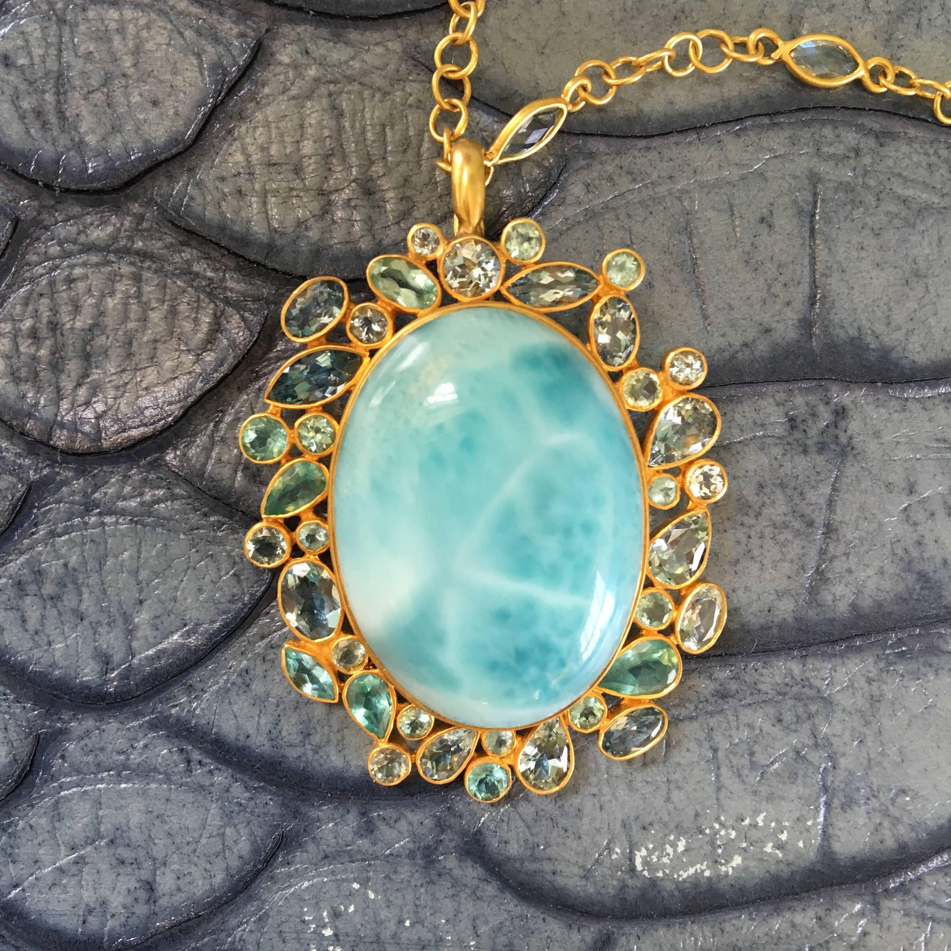 larimar gold pendant