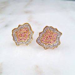 Lauren Harper Multicolored Pink and White Sapphire Gold Spark Stud Earrings