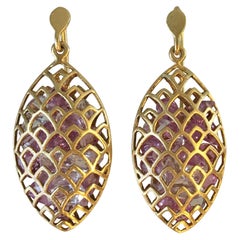 Lauren Harper Pink Sapphire Yellow Gold Marquis Earrings