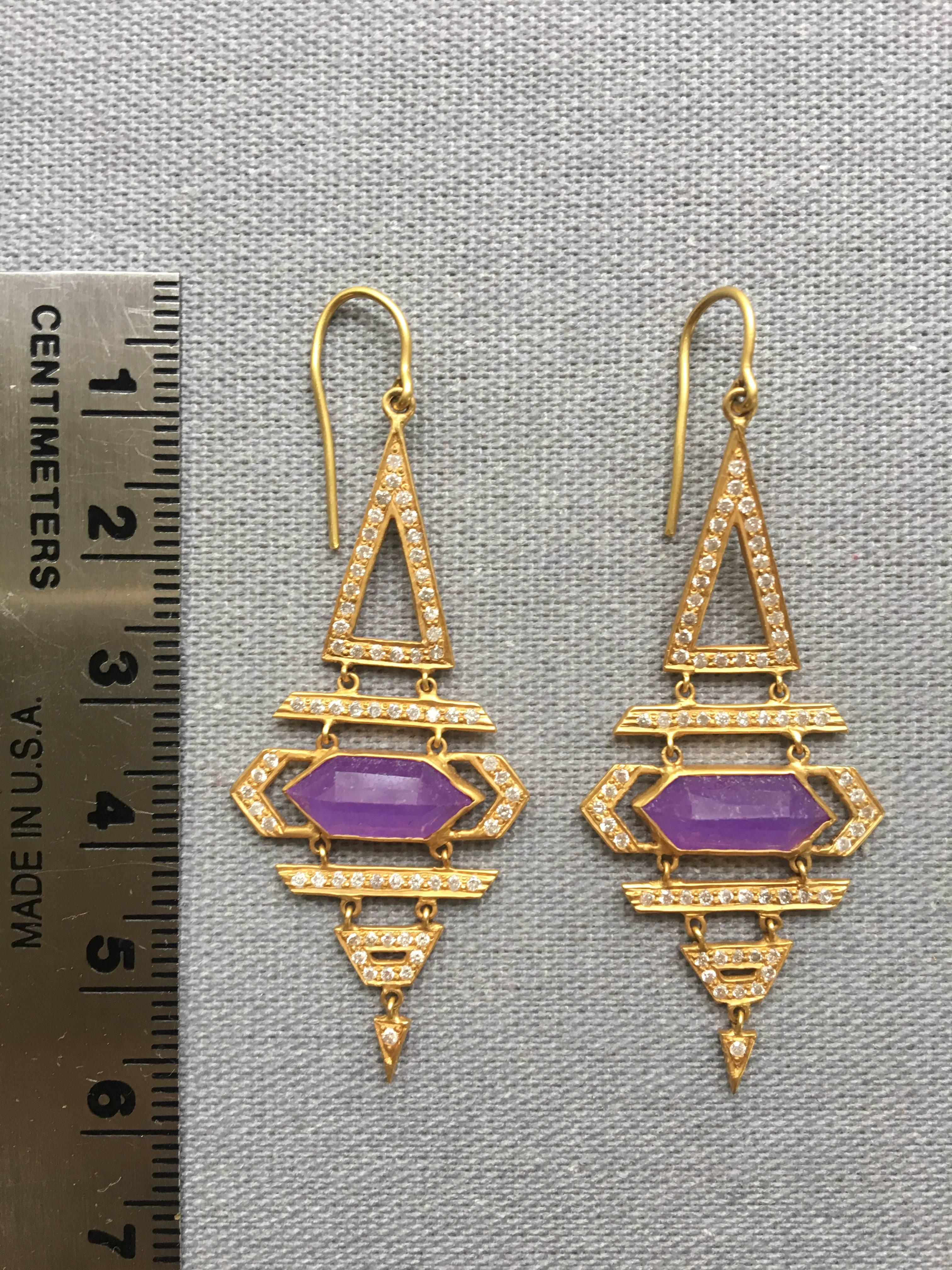 Lauren Harper Purple Jade Diamond Gold Earrings 2