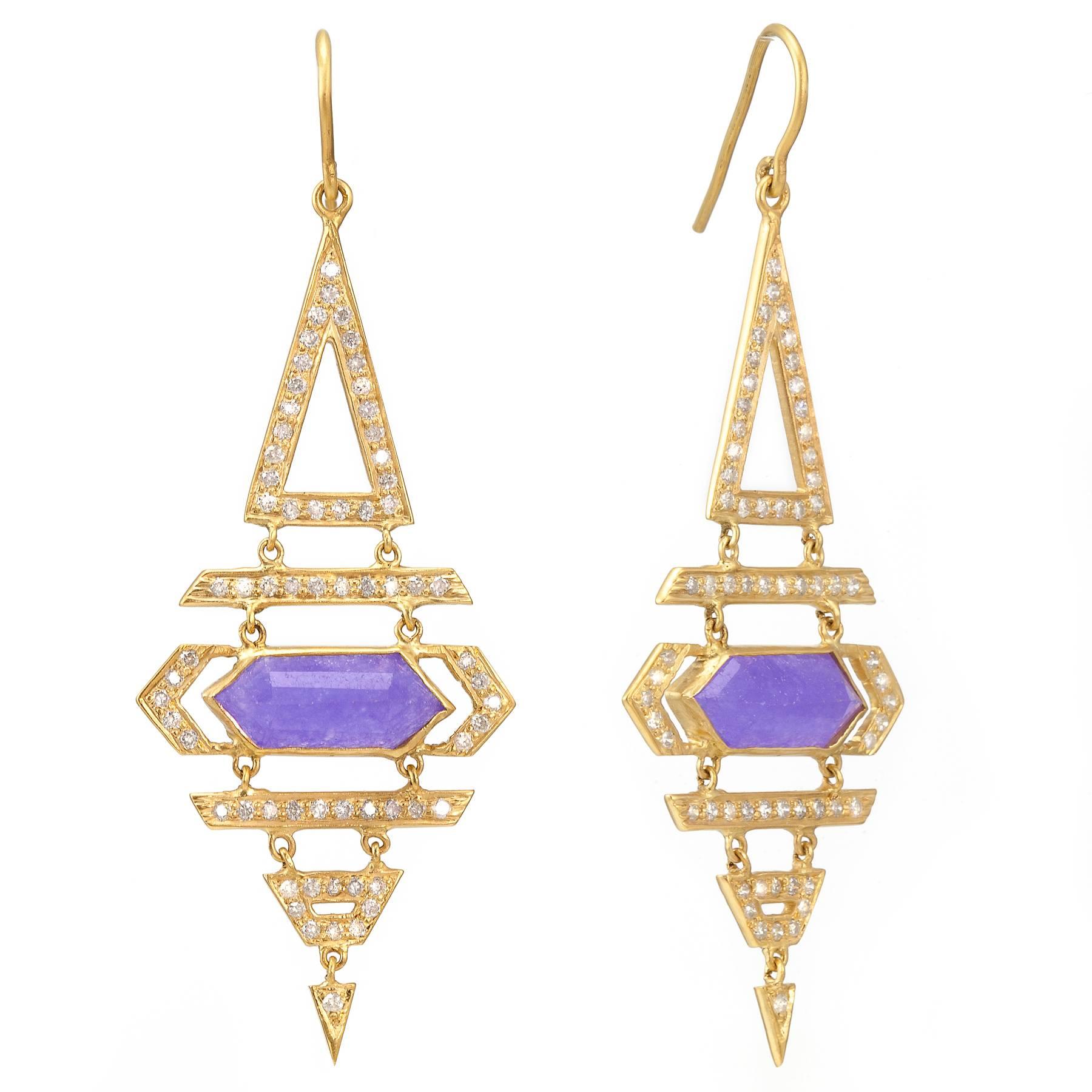 Lauren Harper Purple Jade Diamond Gold Earrings