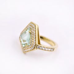 Lauren K. 2.27ct Kite Shaped Mint Tourmaline and Diamond Cocktail Ring 18K Gold