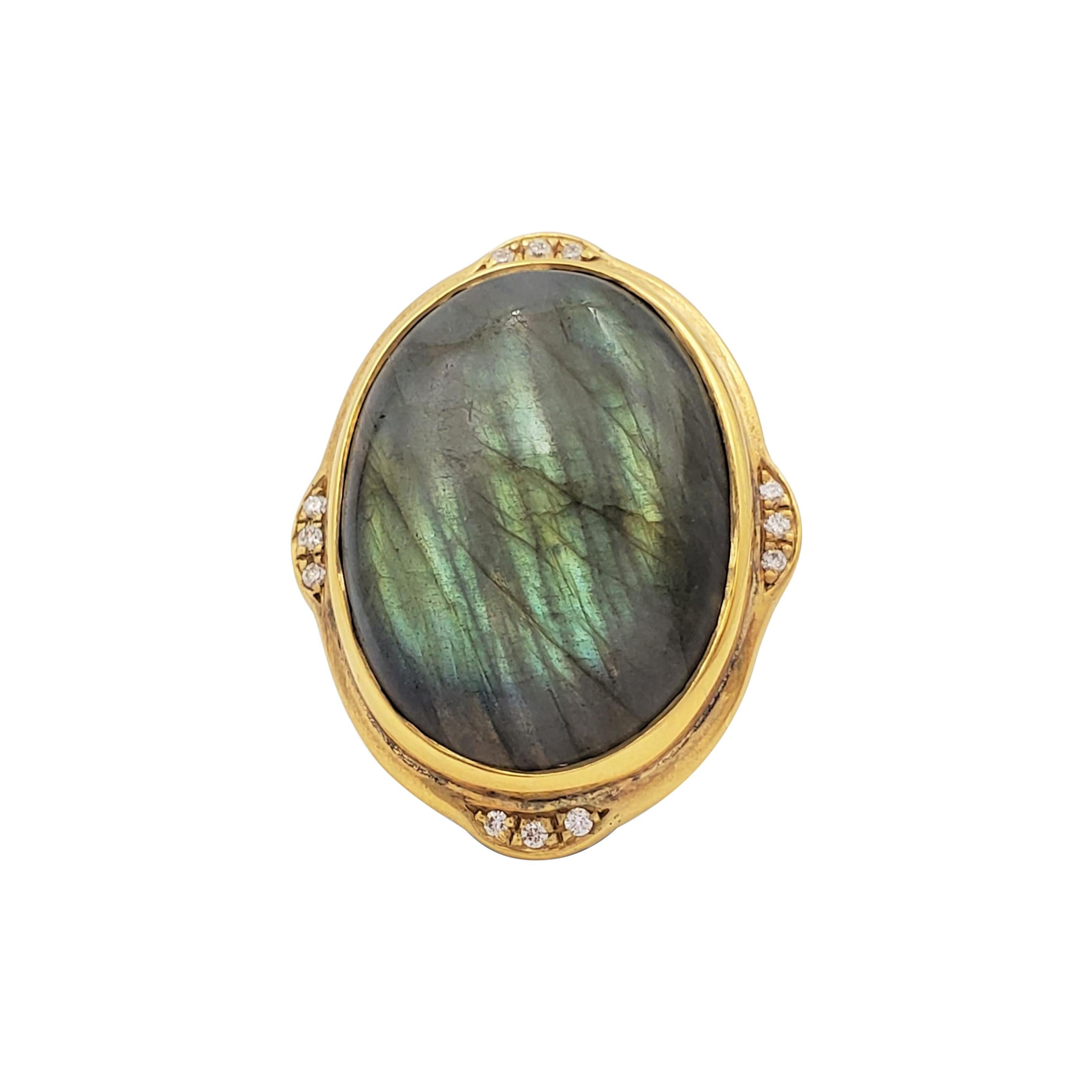 Lauren K. 
Landmark
 Yellow Gold Labradorite and Diamond Ring