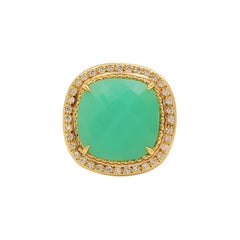 Lauren K. Yellow Gold Chrysoprase and Diamond Ring