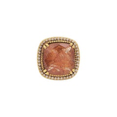 Lauren K. Yellow Gold Rutilated Quartz and Diamond Ring